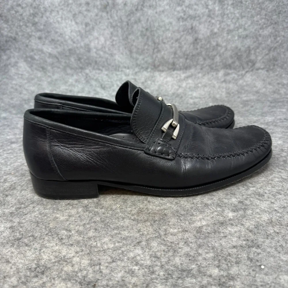 Bruno Magli Mens Black Leather Horse-Bit Slip On Loafer‎ Dress Shoe Sz 9 M ITALY